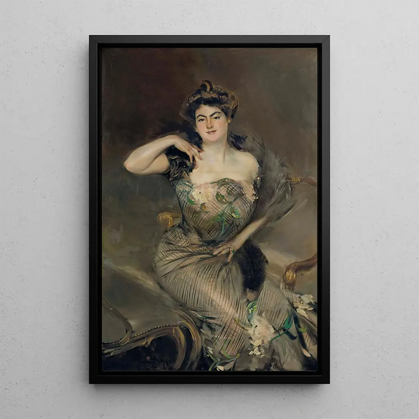 Portrait of Madame Arnold Seligmann - Giovanni Boldini — framed artwork on a wall