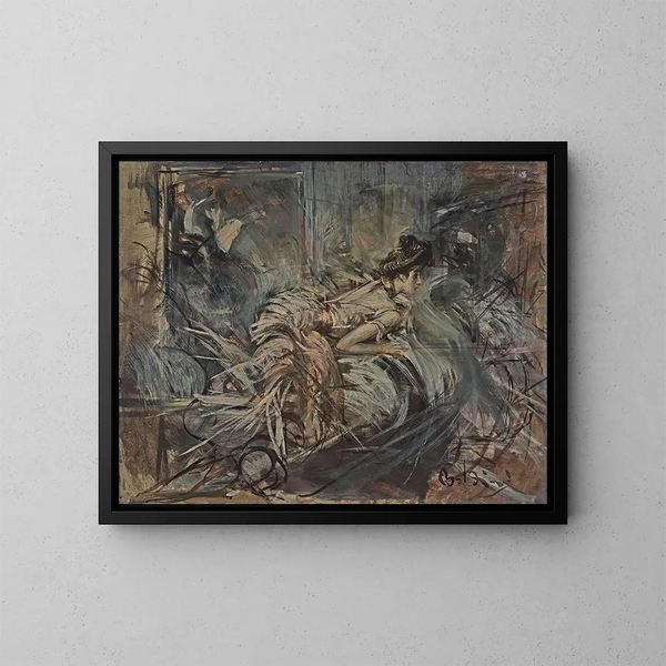 The Artist's Model - Giovanni Boldini — framed artwork on a wall
