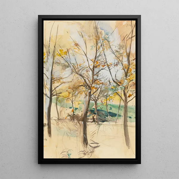 Trees in the Bois de Boulogne - Giovanni Boldini — framed artwork on a wall