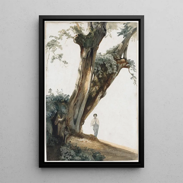 Trees in the Roman countryside - Giovanni Costa — framed artwork on a wall