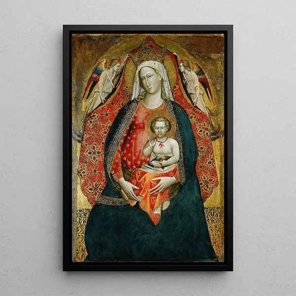 Virgin and Child with Angels - Giovanni Dal Ponte — framed artwork on a wall