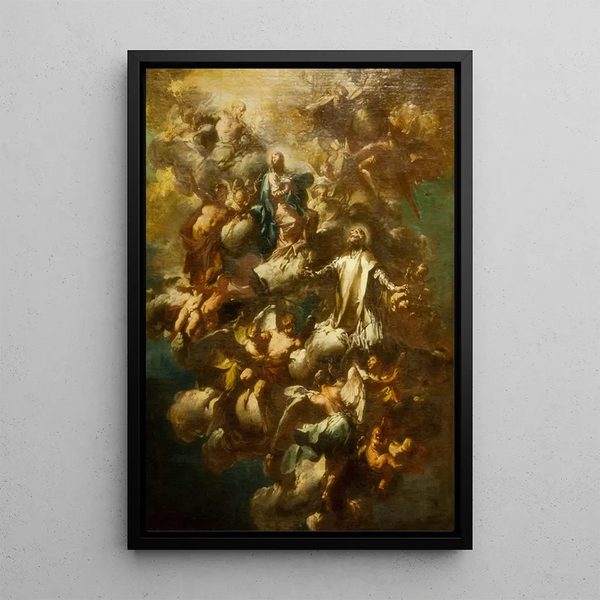 Saint Philippe Neri in Glory - Giovanni Domenico Ferretti — framed artwork on a wall