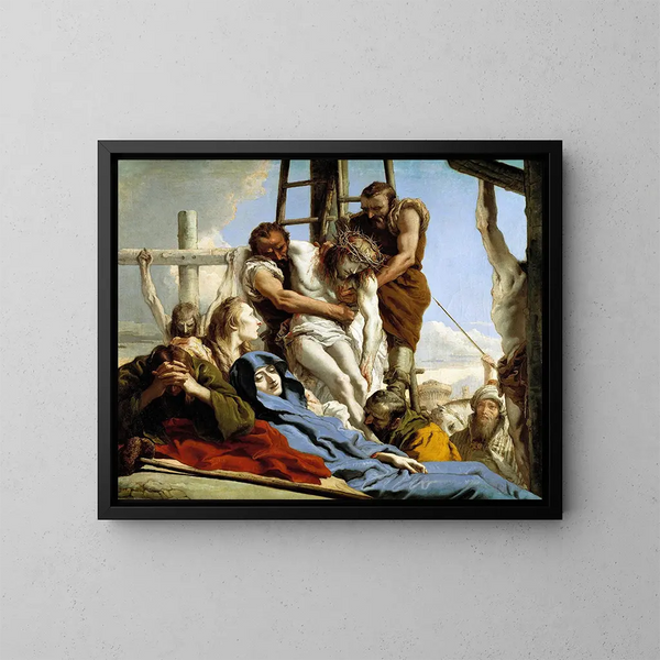 The Descent from the Cross - Giovanni Domenico Tiepolo — framed artwork on a wall