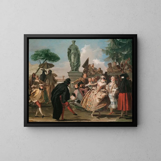 The Menuet - Giovanni Domenico Tiepolo — framed artwork on a wall