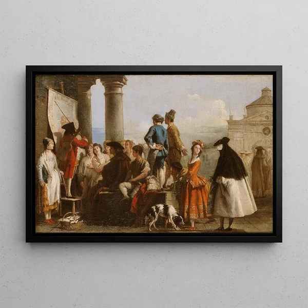 The Storyteller - Giovanni Domenico Tiepolo — framed artwork on a wall