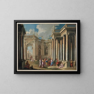 Christ at the Temple - Giovanni Ghisolfi — framed artwork on a wall