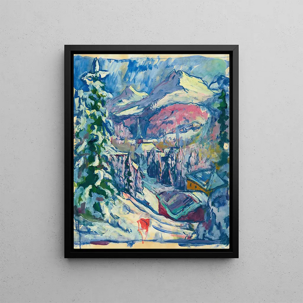 Winter Davos painting - Giovanni Giacometti — framed artwork on a wall