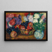 Still life with asters, apples, and grapes - Giovanni Giacometti — framed artwork on a wall