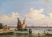 Panoramic view painting of the lagoon with Sant'Elena Island and the Lido in the background - Giovanni Grubacs — artwork view