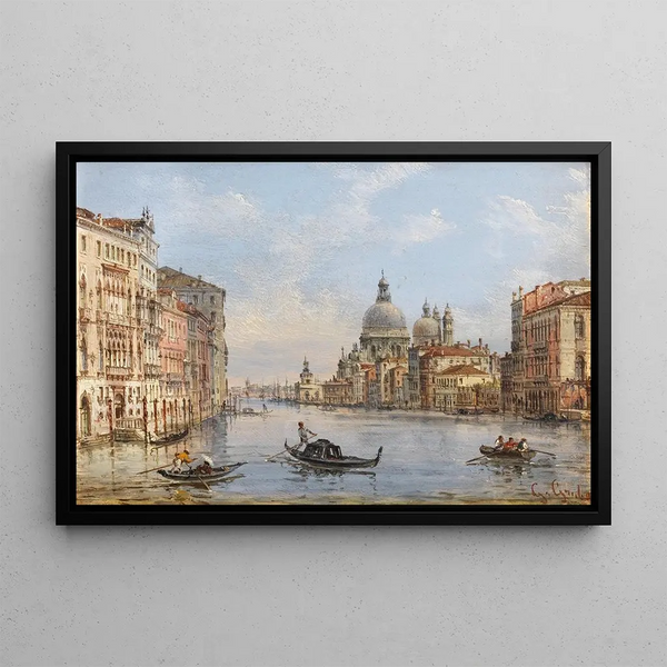 Grand Canal with view of Santa Maria della Salute - Giovanni Grubacs — framed artwork on a wall