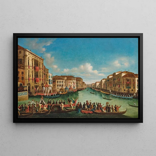 Regatta on the Grand Canal Venice - Giovanni Grubacs — framed artwork on a wall