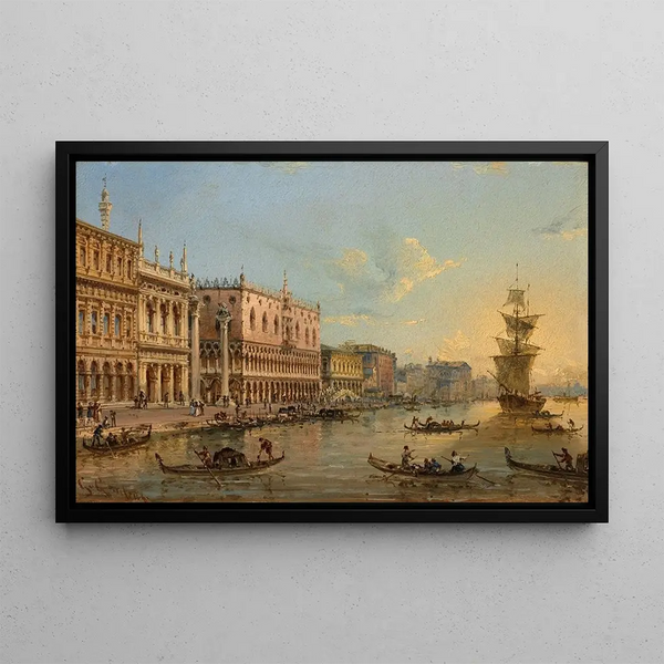 Le Palais des Doges et le Grand Canal Venise - Giovanni Grubacs — framed artwork on a wall