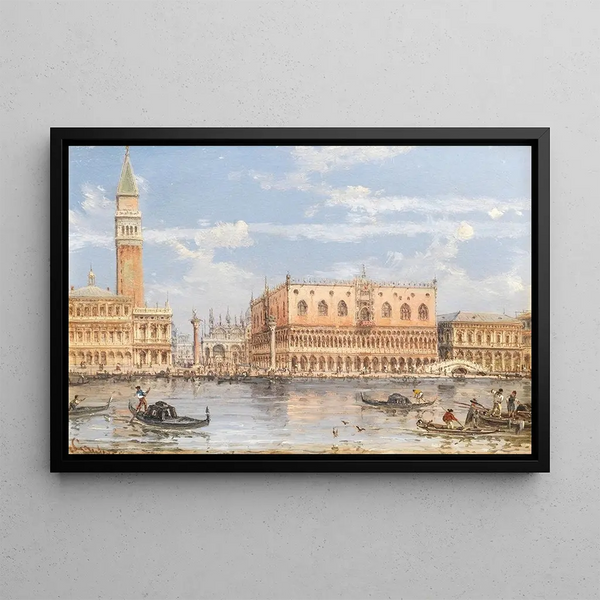 La Piazzetta and the Doge's Palace - Giovanni Grubacs — framed artwork on a wall