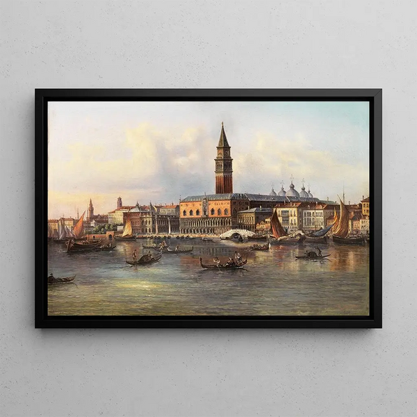 Venice, view of the Doge's Palace from the Bacino - Giovanni Grubacs — framed artwork on a wall