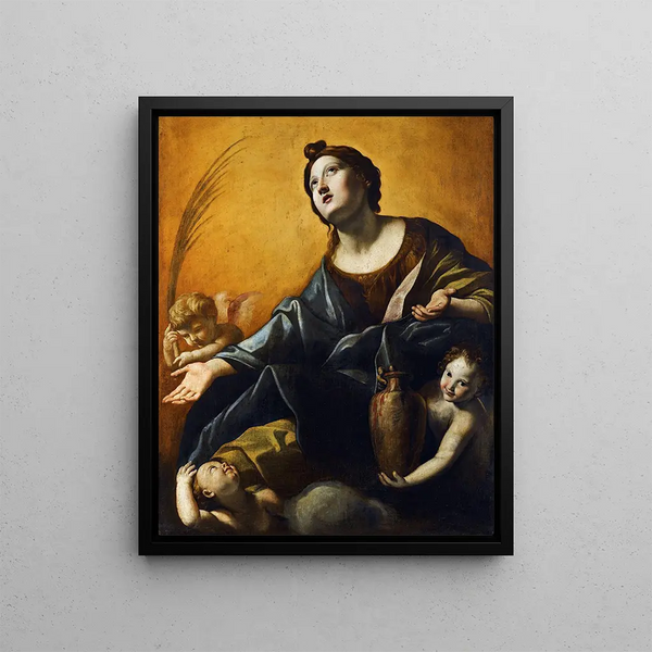 Saint Praxède - Giovanni Lanfranco — framed artwork on a wall