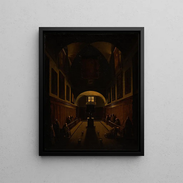 The Capuchin Monastery Choir near Piazza Barberini - Giovanni Lazzarini — framed artwork on a wall