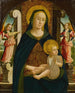 The Virgin and Child enthroned with two angels - Giovanni Mazone — artwork view
