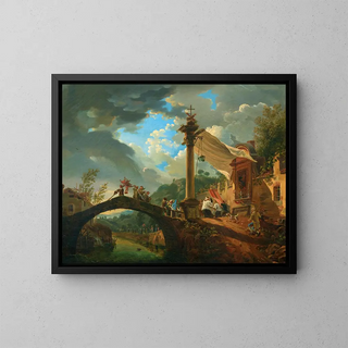 A procession interrupted by a storm - Giovanni Migliara — framed artwork on a wall