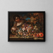 Flowers and fruits on a stone ledge with a young woman - Giovanni Paolo Castelli — framed artwork on a wall