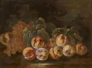 Peaches and grapes on a sideboard - Giovanni Paolo Castelli — artwork view