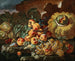 Peaches, apples, plums and cherries on a stone ledge with a pumpkin - Giovanni Paolo Castelli — artwork view