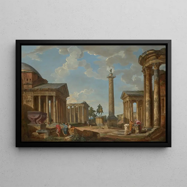 Un caprice de ruines romaines - Giovanni Paolo Panini — framed artwork on a wall