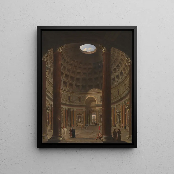 Interior of the Pantheon in Rome - Giovanni Paolo Panini — framed artwork on a wall