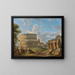 Landscape Painting with the Colosseum and the Arch of Constantine in Rome - Giovanni Paolo Panini — framed artwork on a wall