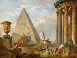 Ruins with a Woman Preaching - Giovanni Paolo Panini — artwork view