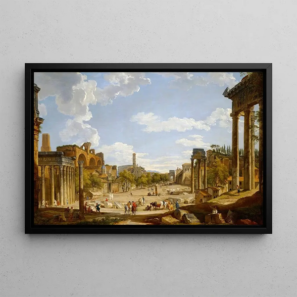 View of the Roman Forum - Giovanni Paolo Panini — framed artwork on a wall
