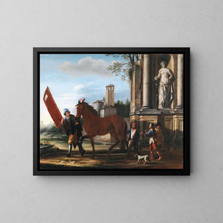 Preparation for the Berber horse race in Rome - Giovanni Reder — framed artwork on a wall