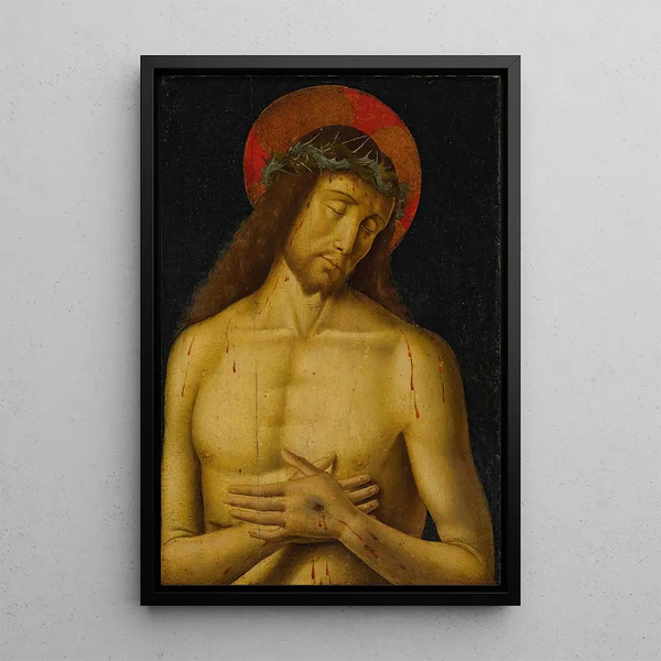 The Christ as Man of Sorrows - Giovanni Santi — framed artwork on a wall