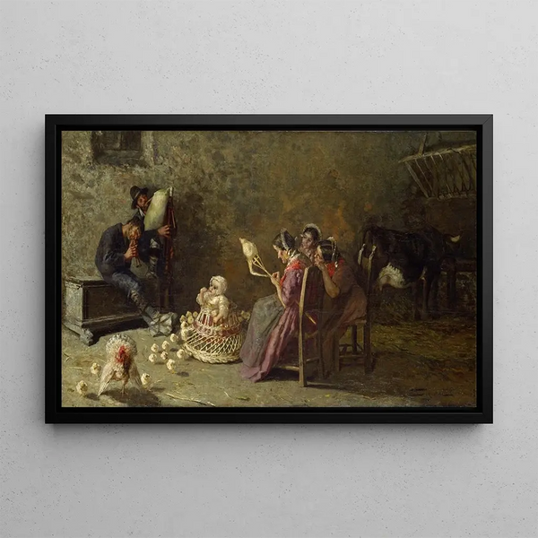 Brianza bagpipers - Giovanni Segantini — framed artwork on a wall