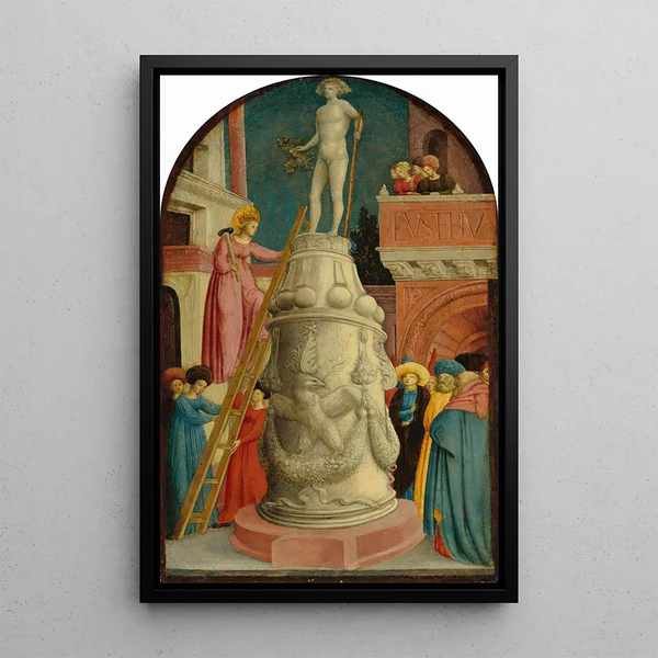 Sainte Apollonie détruisant une idole païenne - Giovanni d'Alemagna — framed artwork on a wall