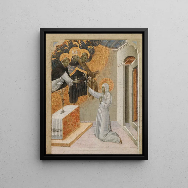 Saint Catherine of Siena wearing the Dominican habit - Giovanni di Paolo — framed artwork on a wall
