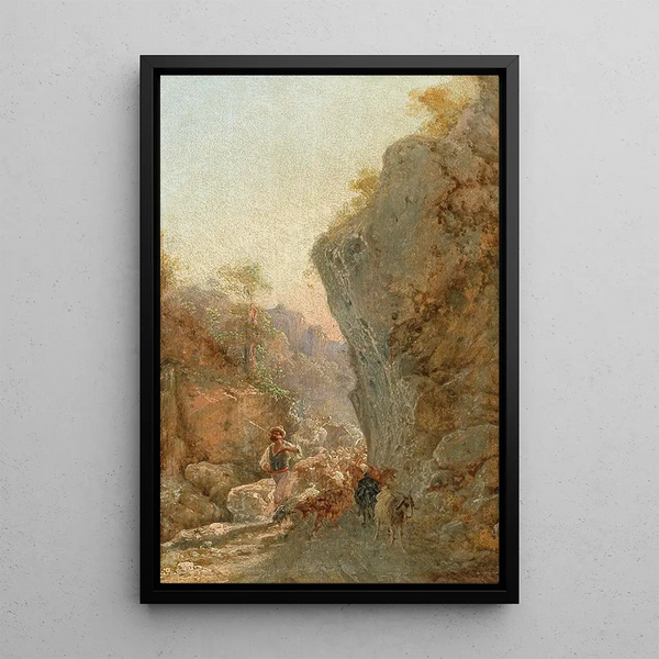 Berger avec troupeau de moutons - Girolamo Gianni — framed artwork on a wall