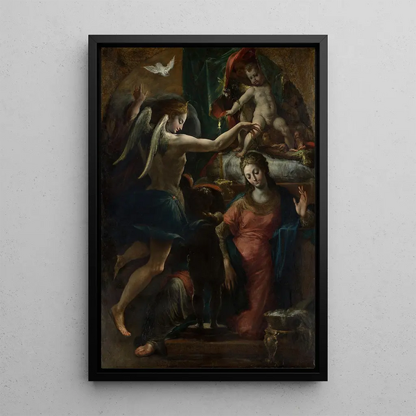 L'Annonciation - Girolamo Mazzola Bedoli — framed artwork on a wall
