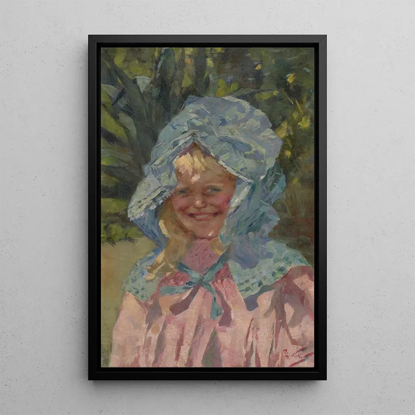 Girl with Sun Bonnet - Girolamo Nerli — framed artwork on a wall
