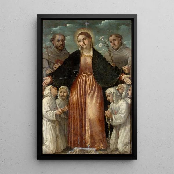 La Vierge de Miséricorde - Girolamo Romanino — framed artwork on a wall