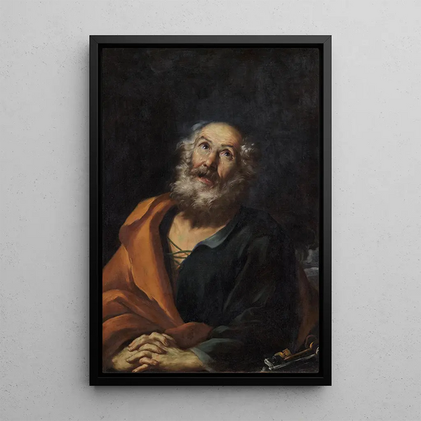 Saint Peter Penitent - Girolamo Troppa — framed artwork on a wall