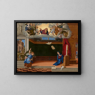 L'Annonciation - Girolamo da Santacroce — framed artwork on a wall