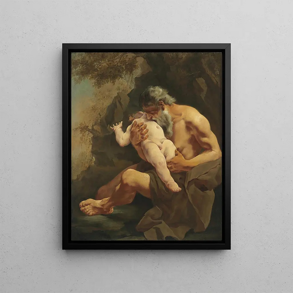 Saturn Devouring His Son - Giulia Lama — framed artwork on a wall