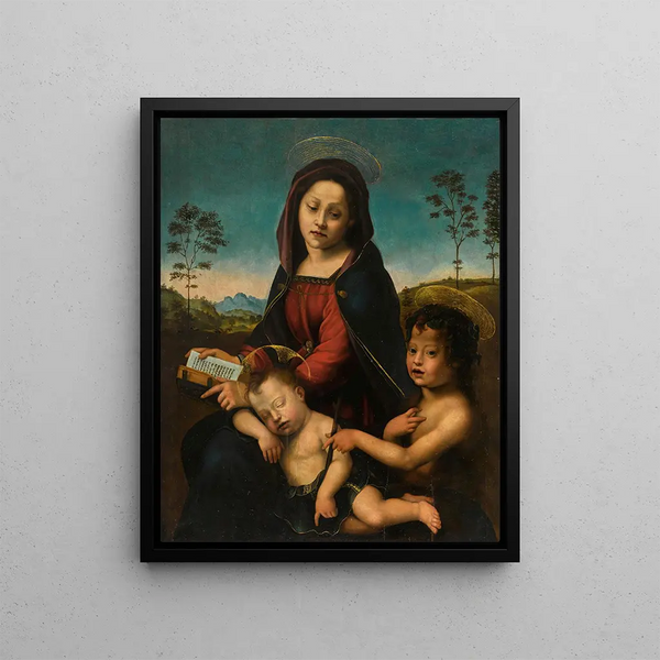 The Virgin and Child with Saint John the Baptist - Giuliano Bugiardini — framed artwork on a wall