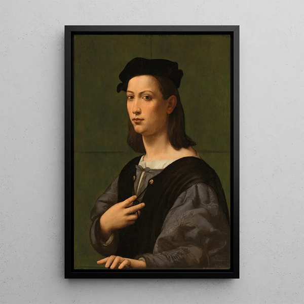 Portrait of a Young Gentleman - Giuliano Bugiardini — framed artwork on a wall
