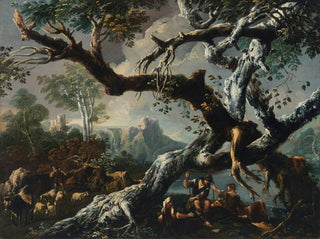 Shepherds under a tree on top of a cliff - Giulio Bucci — artwork view