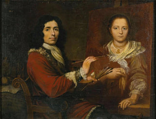 Self-portrait of the artist painting his wife - Giulio Quaglio I — artwork view