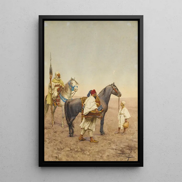 Pause dans le désert - Giulio Rosati — framed artwork on a wall