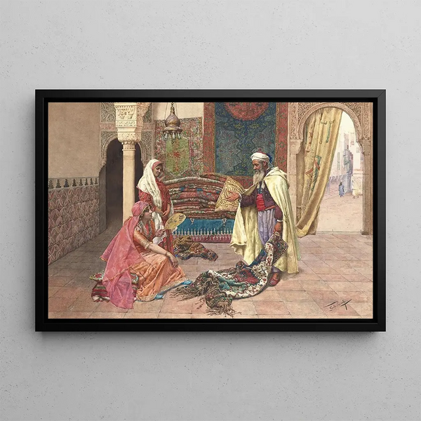 The Carpet Merchant - Giulio Rosati — framed artwork on a wall