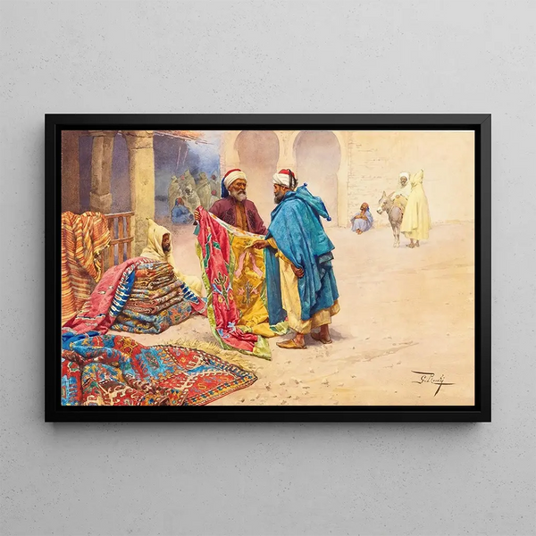 The Rug Merchant - Giulio Rosati — framed artwork on a wall