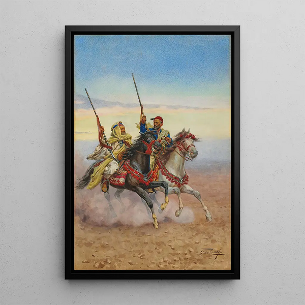Two Horsemen - Giulio Rosati — framed artwork on a wall
